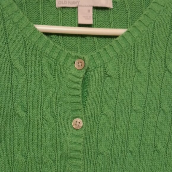 Old Navy Vibrant Green Women's Cardigan Cotton Viscose Acrylic Knit Sweater S - Picture 2 of 6